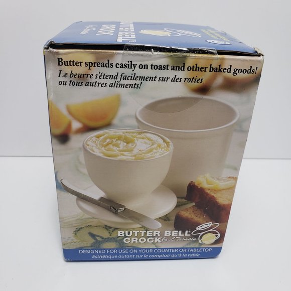 The Original Butter Bell Crock Yellow & White Striped Ceramic Butter Dish - Picture 9 of 13